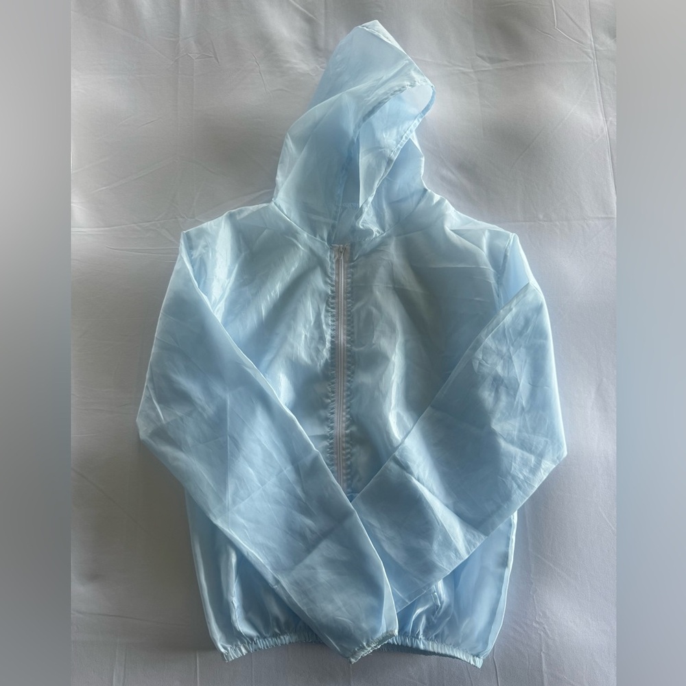 Light Blue Hooded Windbreaker